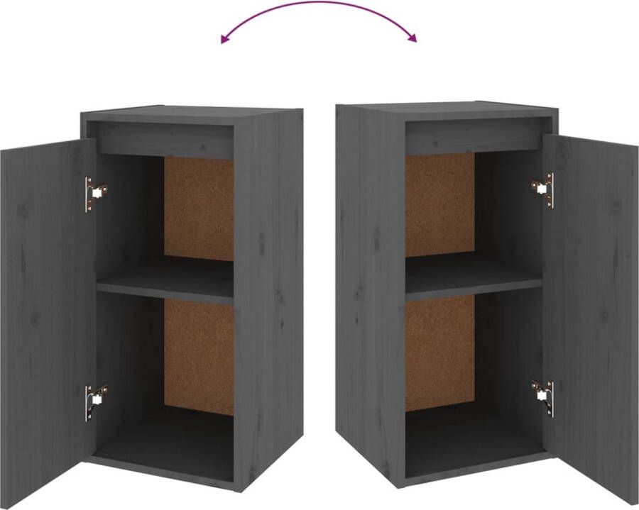 The Living Store TV-meubel wandmeubel massief grenenhout grijs montage vereist 3 matenHet transformeert een lege muur in een designelement Incl 30x30x60 cm 30x30x80 cm en 30x30x100 cm tv-meubels - Foto 3