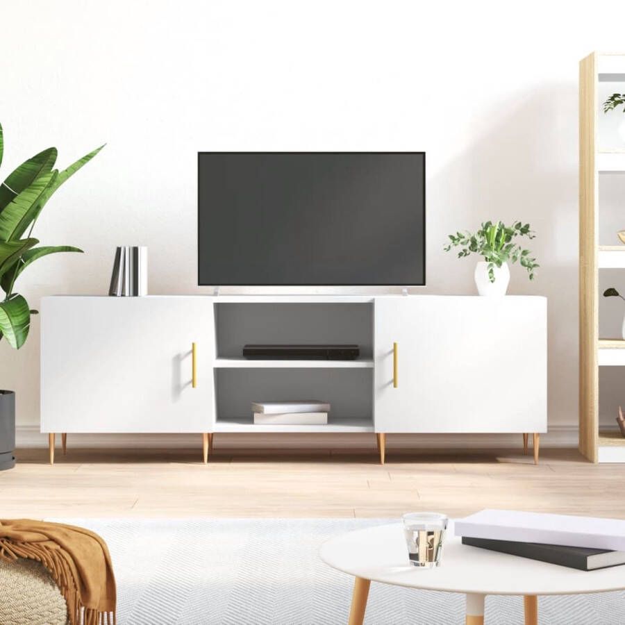 The Living Store tv-meubel wit 150 x 30 x 50 cm bewerkt hout en ijzer - Foto 2