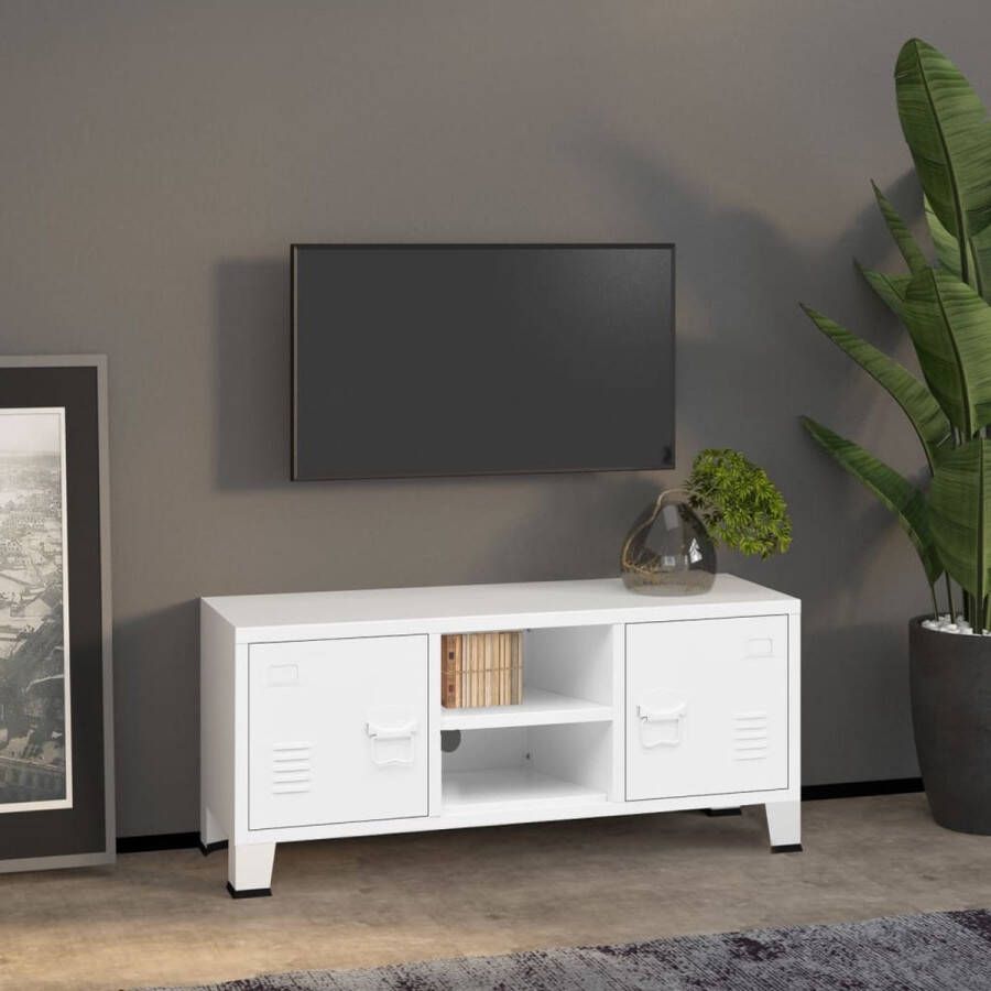 The Living Store TV-meubel Workshop 105 x 35 x 42 cm wit metaal - Foto 2