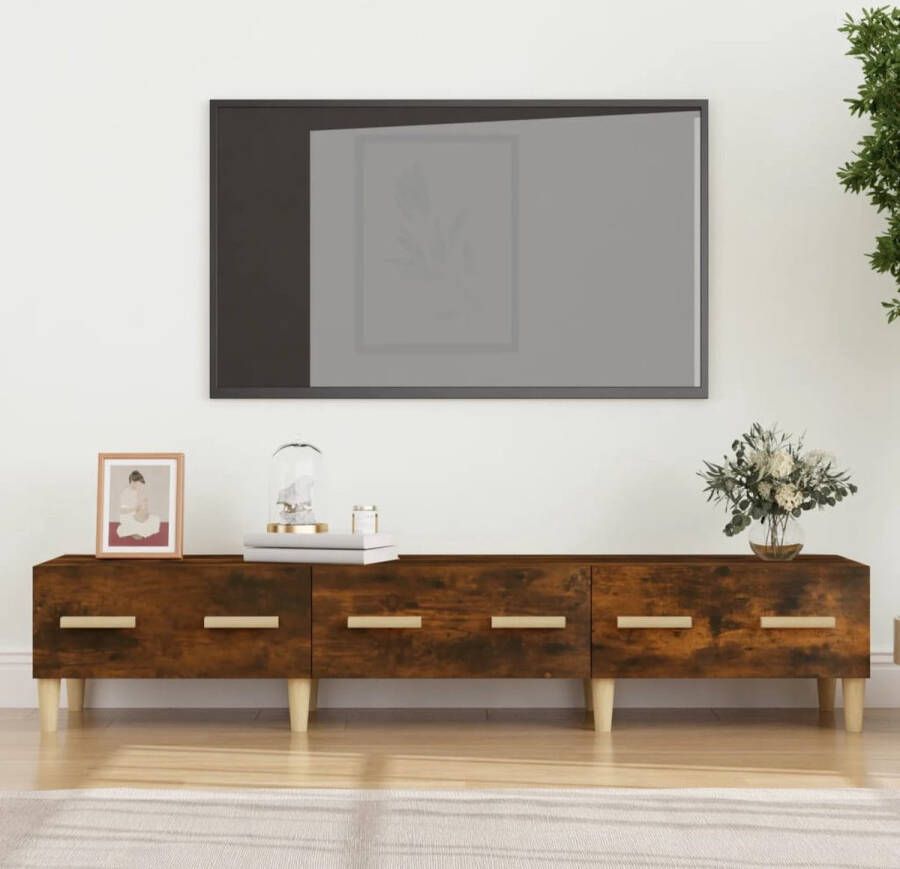 The Living Store TV-meubel X Mediakast 150 x 34.5 x 30 cm Gerookt Eiken - Foto 2