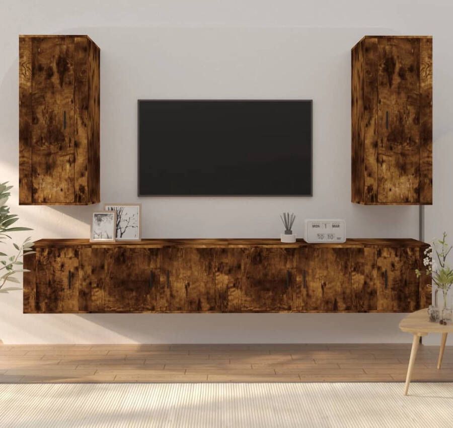 The Living Store TV-meubel X Set van 6 Gerookt Eiken 40 x 34.5 x 100 80 40 cm - Foto 2