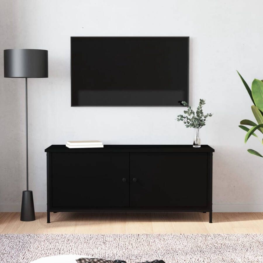 The Living Store TV-meubel zwart 102 x 35 x 45 cm trendy ontwerp duurzaam materiaal - Foto 2