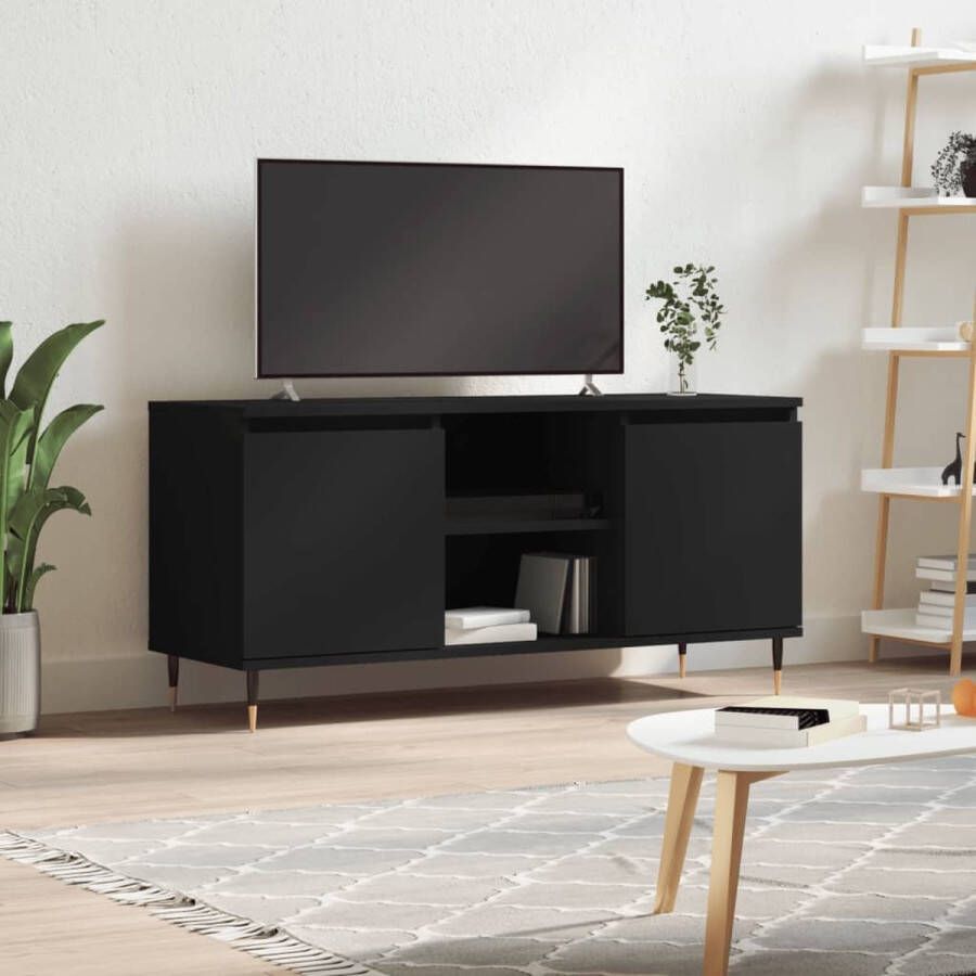 The Living Store TV-meubel Zwart 104 x 35 x 50 cm Opbergruimte Stabiel materiaal - Foto 2