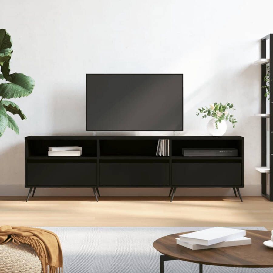 The Living Store TV-meubel Zwart 150 x 30 x 44.5 cm Bewerkt hout en ijzer - Foto 2