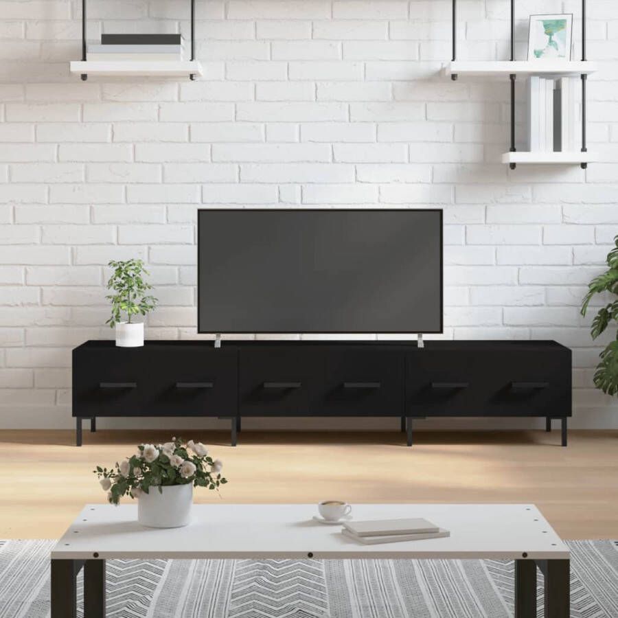 The Living Store TV-meubel Zwart 150 x 36 x 30 cm Bewerkt Hout IJzer - Foto 2