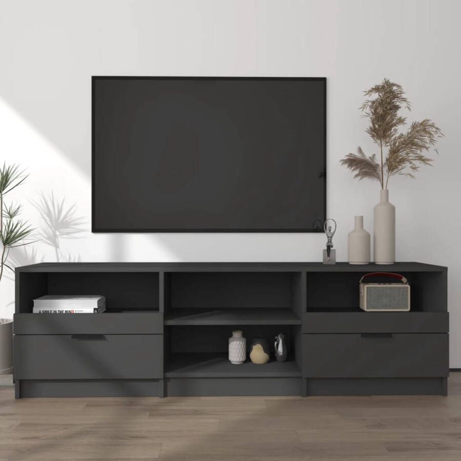 The Living Store TV-meubel Zwart 150x33.5x45 cm Met opbergruimte en stevig blad - Foto 2