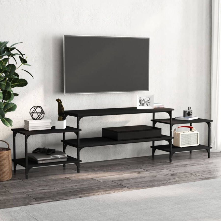 The Living Store TV-meubel zwart 197 x 35 x 52 cm hoge kwaliteit - Foto 2