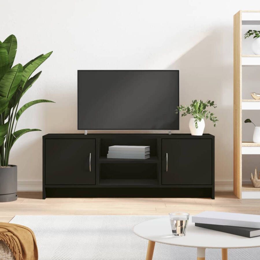 The Living Store TV-meubel Zwart bewerkt hout 102 x 30 x 37.5 cm Trendy ontwerp - Foto 2
