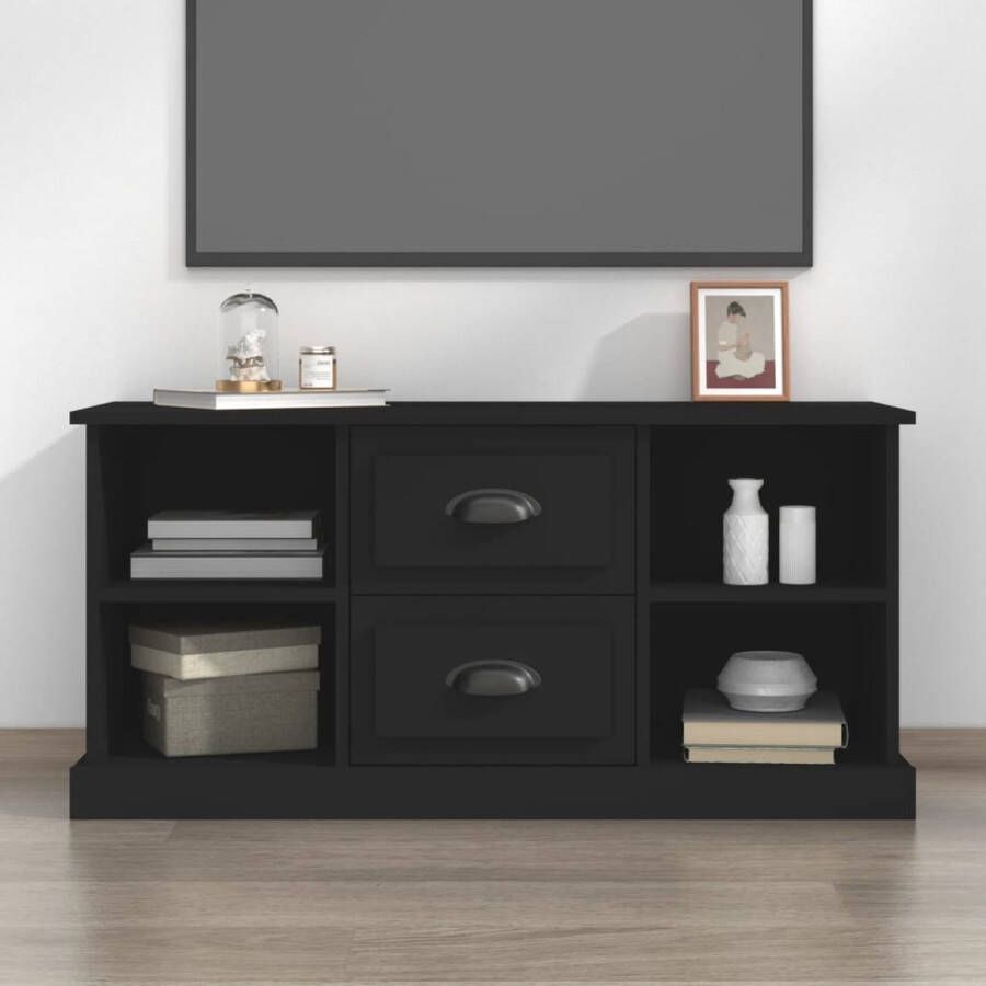 The Living Store Tv-meubel Zwart Hoge kwaliteit Voldoende opbergruimte Stevig blad – 99.5 x 35.5 x 48 cm - Foto 2