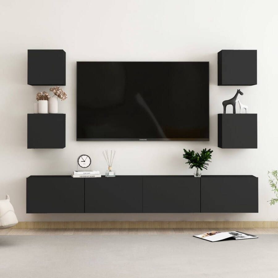 The Living Store TV-meubel zwart spaanplaat 100x30x30 cm (L) 30.5x30x30 cm (S) - Foto 2