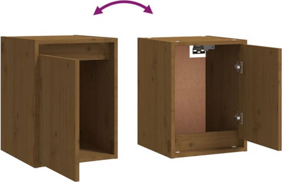 The Living Store TV-meubel Hangkast van massief grenenhout 30 x 30 x 40 cm 30 x 30 x 100 cm Honingbruin - Foto 3