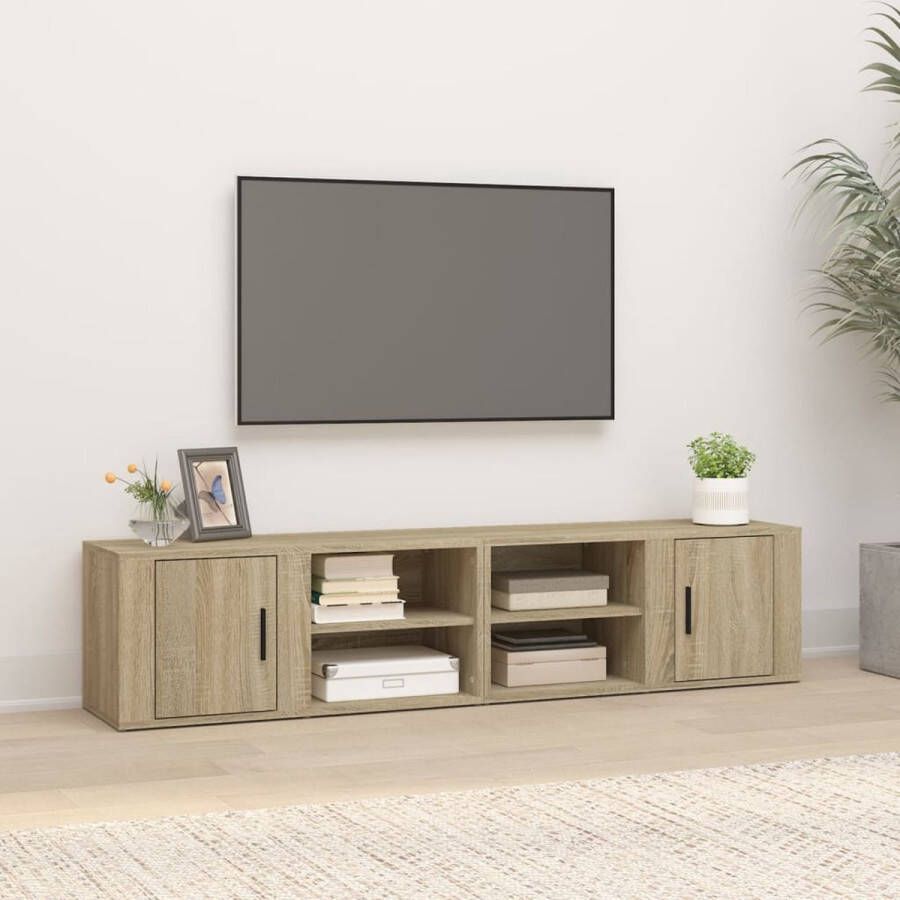 The Living Store TV-meubel Sonoma eiken 80 x 31.5 x 36 cm Stevig materiaal voldoende opbergruimte - Foto 3
