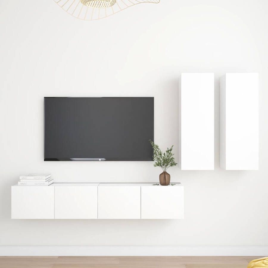 The Living Store Tv-meubelset 80 x 30 x 30 cm 30.5 x 30 x 90 cm Wit - Foto 2