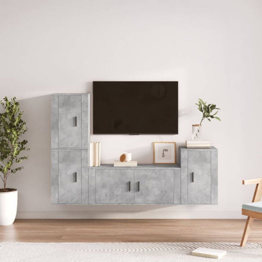 The Living Store TV-meubelset Betongrijs 1x 100x34.5x40cm 3x 40x34.5x60cm - Foto 2