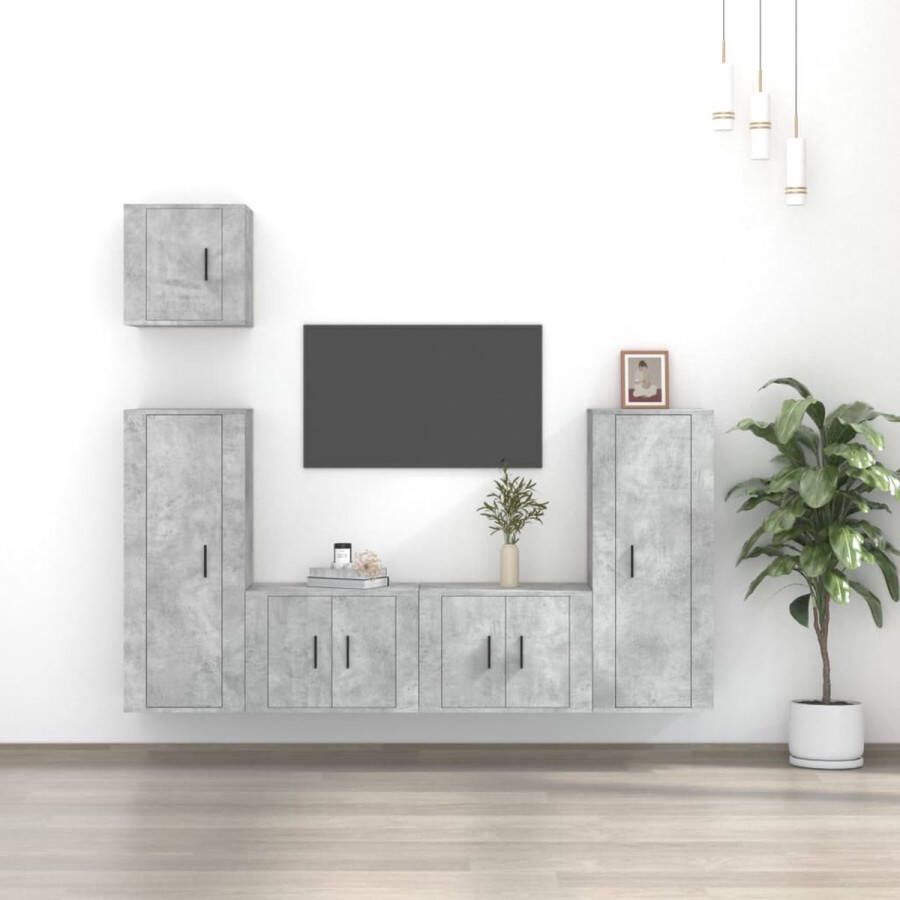 The Living Store tv-meubelset Betongrijs 2x 57x34.5x40 cm 2x 40x34.5x100 cm 1x 40x34.5x40 cm - Foto 2