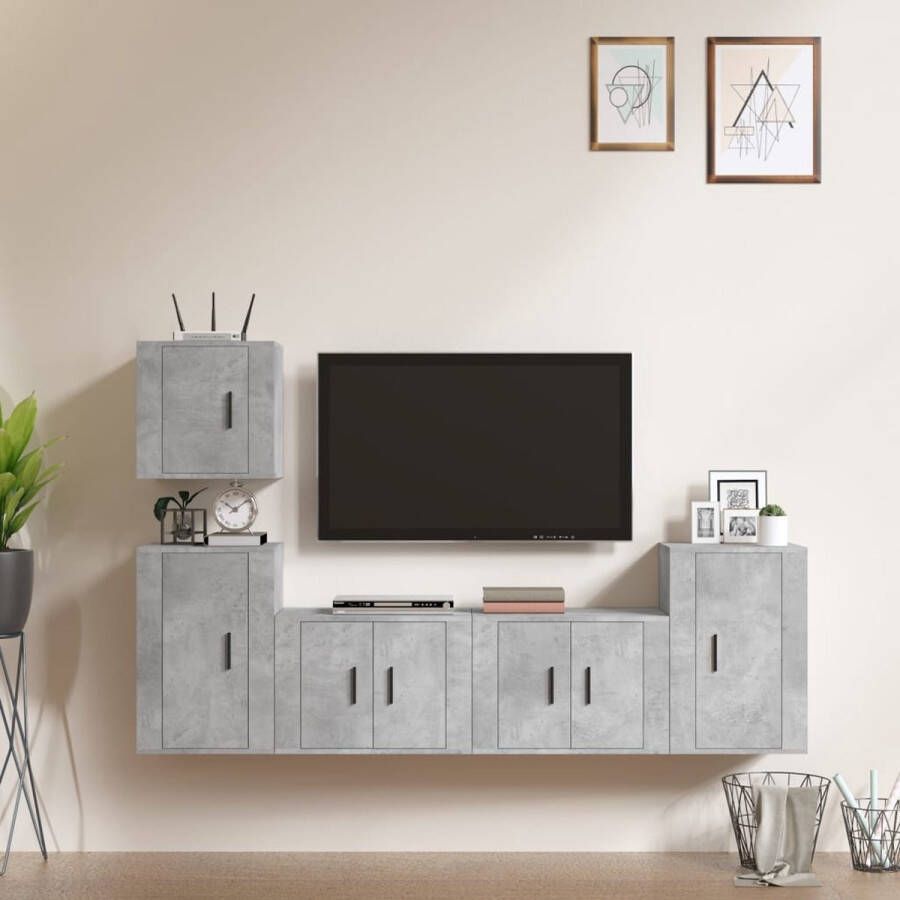 The Living Store TV-meubelset Betongrijs 2x 57x34.5x40cm 1x 40x34.5x40cm 2x 40x34.5x60cm - Foto 2