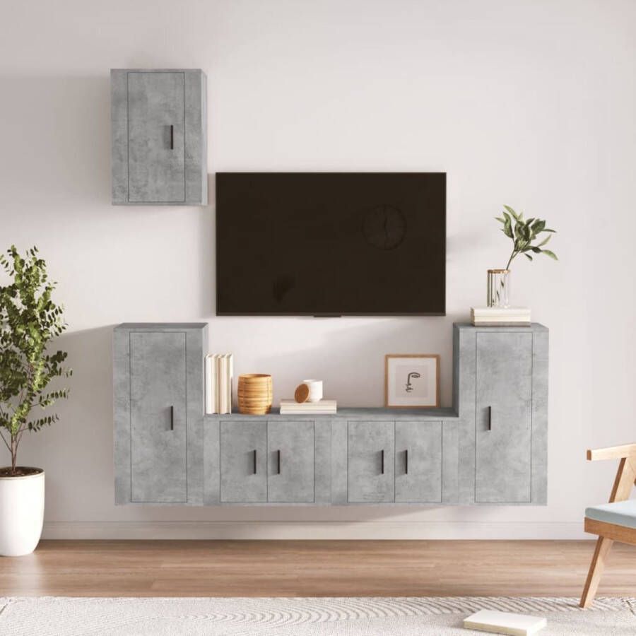 The Living Store TV-meubelset Betongrijs 2x 57x34.5x40cm 2x 40x34.5x80cm 1x 40x34.5x60cm - Foto 2