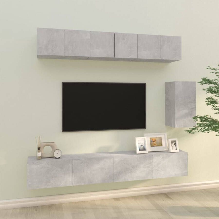The Living Store TV-meubelset betongrijs 3x 60x30x30cm 1x 30.5x30x60cm 2x 100x30x30cm - Foto 2