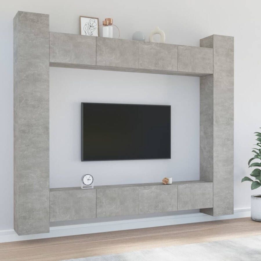 The Living Store Tv-meubelset Betongrijs 4x 100x30x30cm 4x 30.5x30x110cm - Foto 2