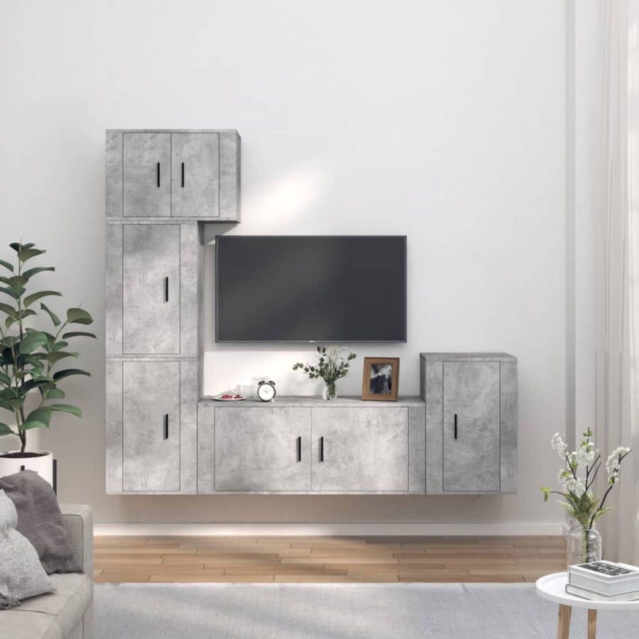 The Living Store TV-meubelset Betongrijs 57 x 34.5 x 40 cm 100 x 34.5 x 40 cm 40 x 34.5 x 60 cm - Foto 2