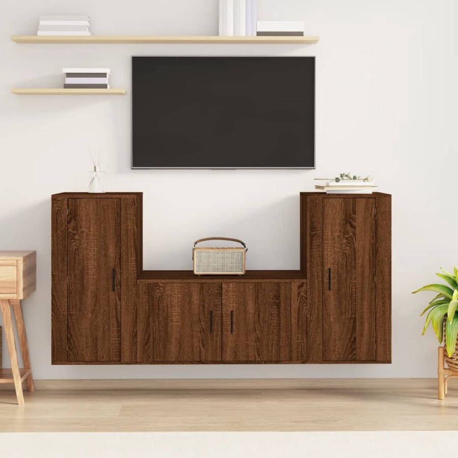 The Living Store TV-meubelset bruineiken 80 x 34.5 x 40 cm wandgemonteerd - Foto 2