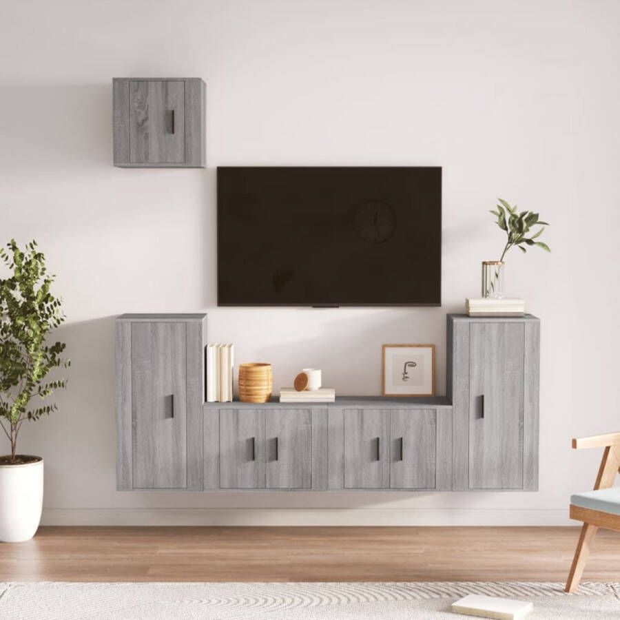 The Living Store TV-meubelset Classic Grey Sonoma Eiken 2x57x34.5x40cm 2x40x34.5x80cm 1x40x34.5x40cm - Foto 2