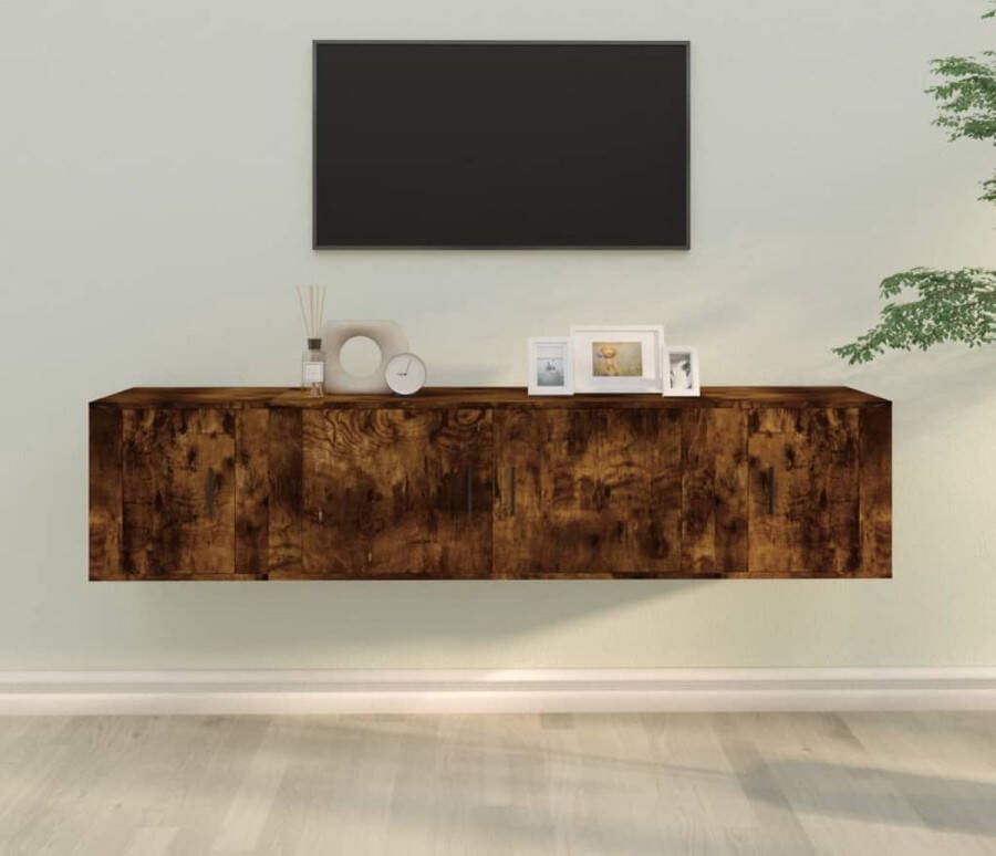 The Living Store TV Meubelset Gerookt Eiken 1x 100x34.5x40cm + 2x 40x34.5x40cm - Foto 2