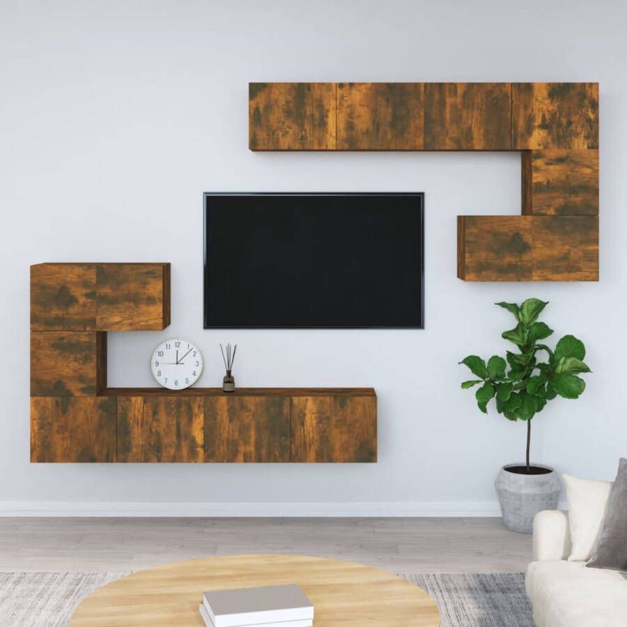 The Living Store Tv-meubelset Gerookt eiken 30.5 x 30 x 30 cm 60 x 30 x 30 cm 80 x 30 x 30 cm incl 2x tv-meubel (S) 2x tv-meubel (M) 4x tv-meubel (L) - Foto 2