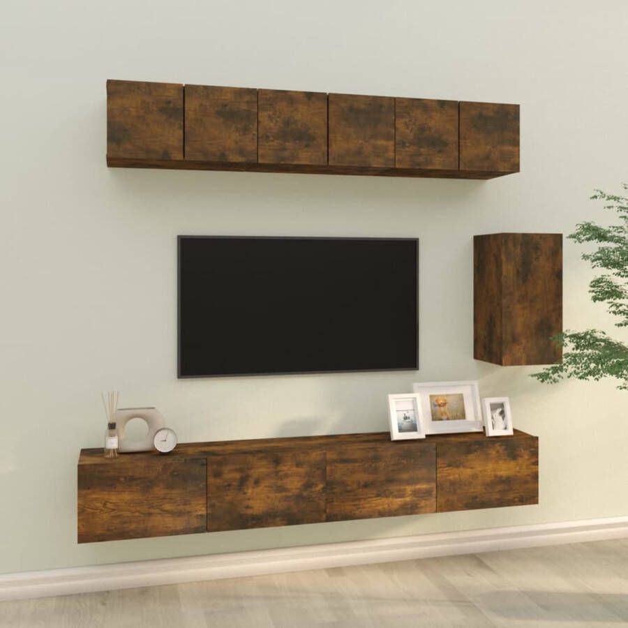 The Living Store TV-meubelset Gerookt eiken 3x60x30x30cm 1x30.5x30x60cm 2x100x30x30cm - Foto 2