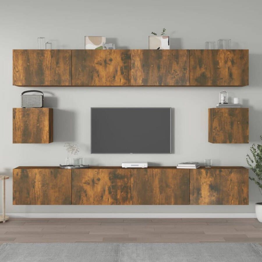 The Living Store TV-meubelset Gerookt Eiken 4x 100x30x30cm 2x 30.5x30x30cm - Foto 2