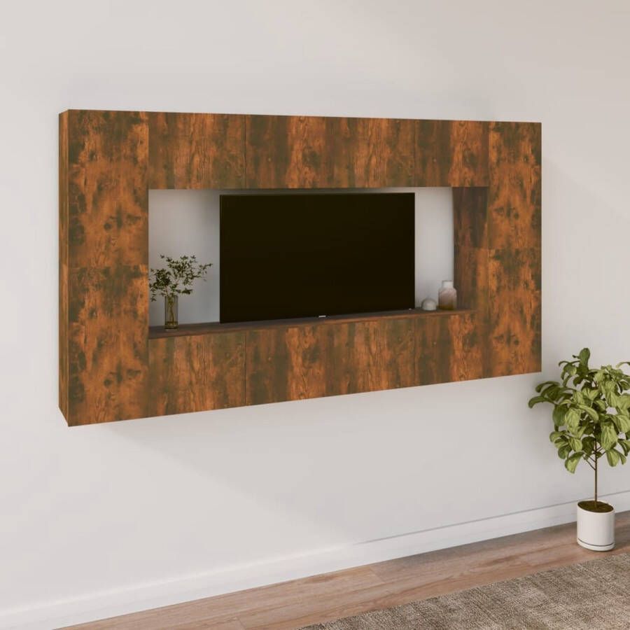 The Living Store TV-meubelset gerookt eiken 4x 80x30x30 cm 4x 30.5x30x60 cm - Foto 2