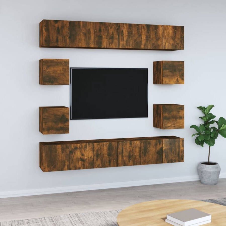 The Living Store TV-meubelset Gerookt eiken 6x 60x30x30cm + 4x 30.5x30x30 cm - Foto 2