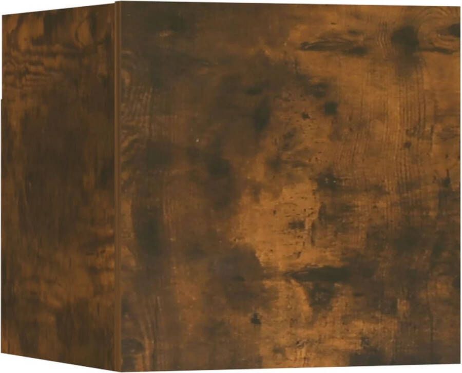 The Living Store TV-meubelset Gerookt eiken 80x30x30cm 100x30x30cm 30.5x30x30cm TV-meubel Houten TV-stand Wandmontage Bruine TV Kast Salontafel - Foto 3