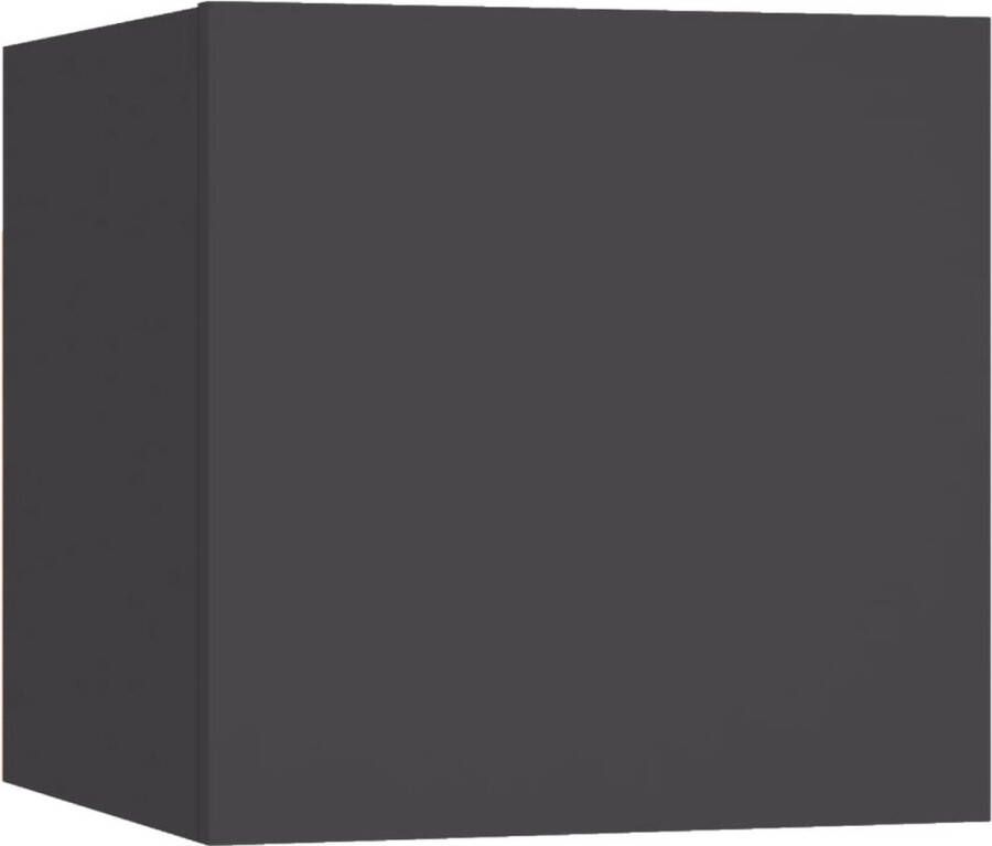 The Living Store TV-meubelset grijs 30.5 x 30 x 30 cm met bewerkte houten deur montage vereist - Foto 2