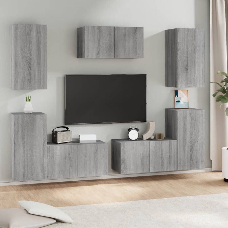 The Living Store TV meubelset Grijs Sonoma Eiken 3x (60 x 30 x 30 cm) + 4x (30.5 x 30 x 60 cm) - Foto 2