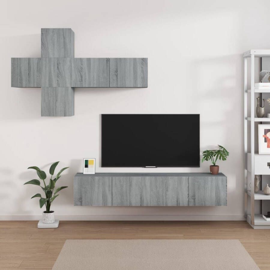 The Living Store TV-meubelset Grijs Sonoma Eiken 4x 30.5x30x30cm 3x 80x30x30cm - Foto 2