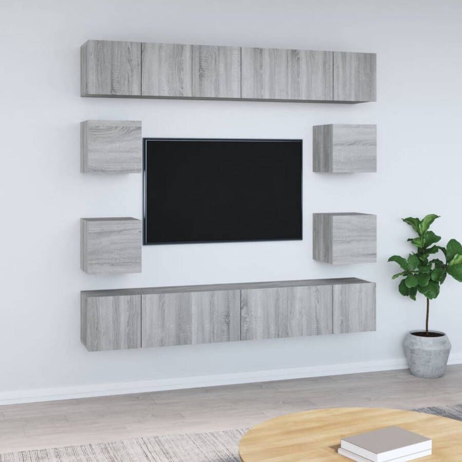 The Living Store TV-meubelset Grijs Sonoma Eiken 6x60x30 cm 4x30.5x30 cm - Foto 2