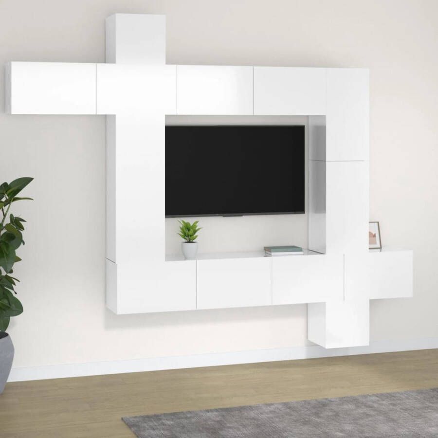 The Living Store TV Meubelset Hoogglans wit Modulair 30.5 x 30 x 30 cm + 100 x 30 x 30 cm + 30.5 x 30 x 60 cm + 30.5 x 30 x 90 cm Bewerkt hout - Foto 2