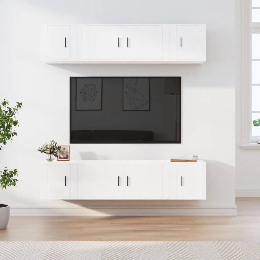 The Living Store TV-meubelset Hoogglans wit Wandgemonteerd 2x 100 x 34.5 x 40 cm + 4x 40 x 34.5 x 40 cm - Foto 2