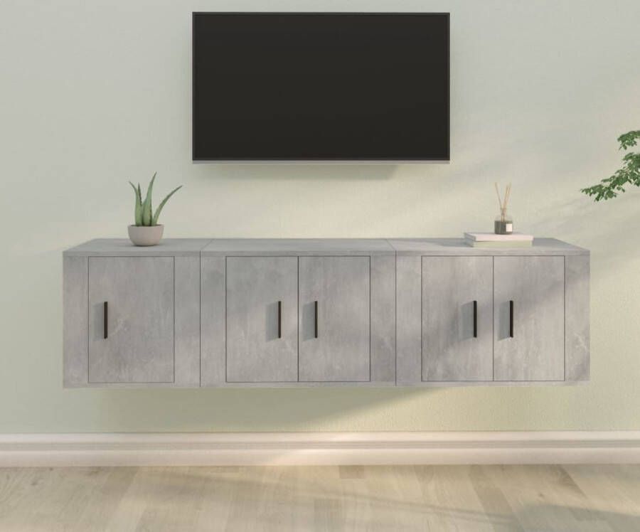 The Living Store TV-meubelset Klassiek TV-kasten 57 x 34.5 x 40 cm 40 x 34.5 x 40 cm Betongrijs - Foto 2