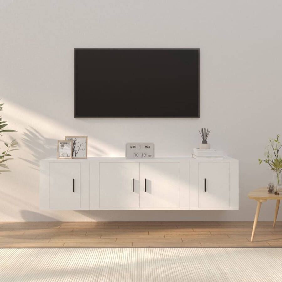 The Living Store Tv-meubelset Klassiek Wandgemonteerd Wit 80 x 34.5 x 40 cm Inclusief handleiding - Foto 2