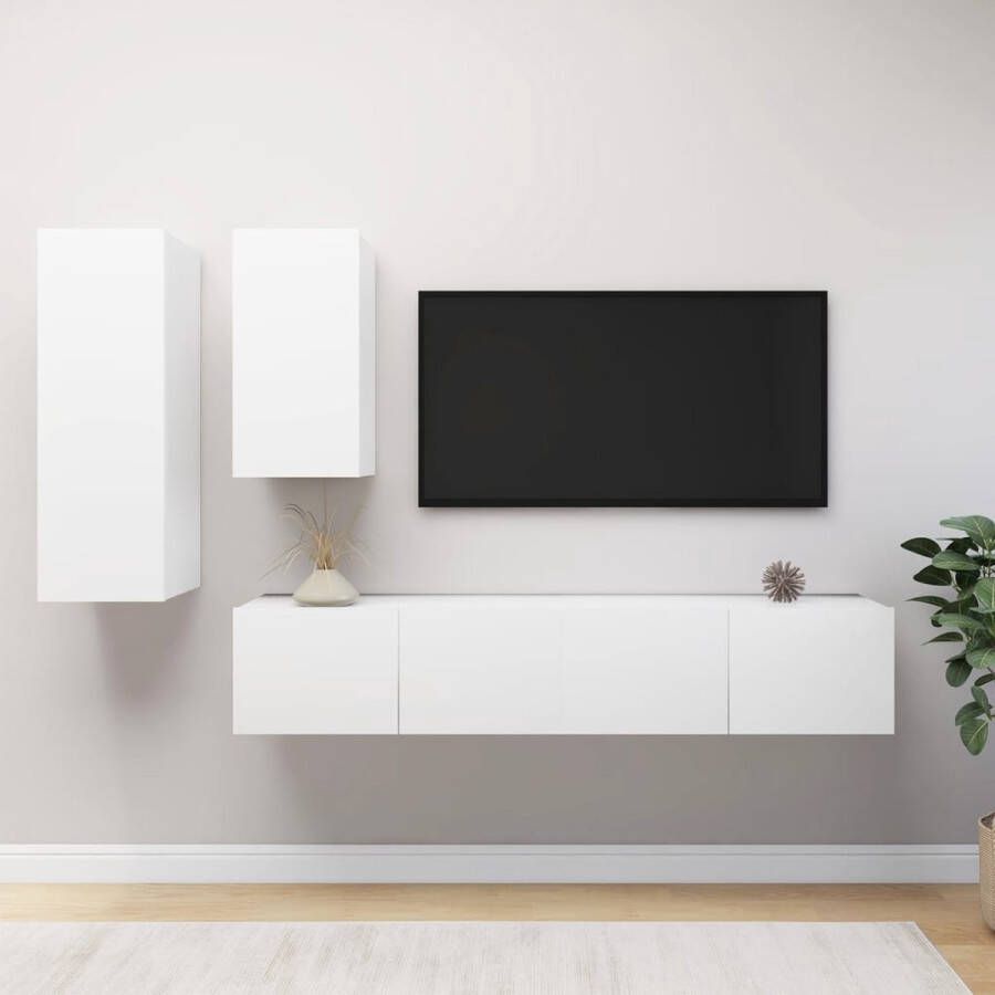 The Living Store TV-meubelset Modern Hangend Spaanplaat Wit 30.5 x 30 x 90 cm 30.5 x 30 x 60 cm 80 x 30 x 30 cm - Foto 2