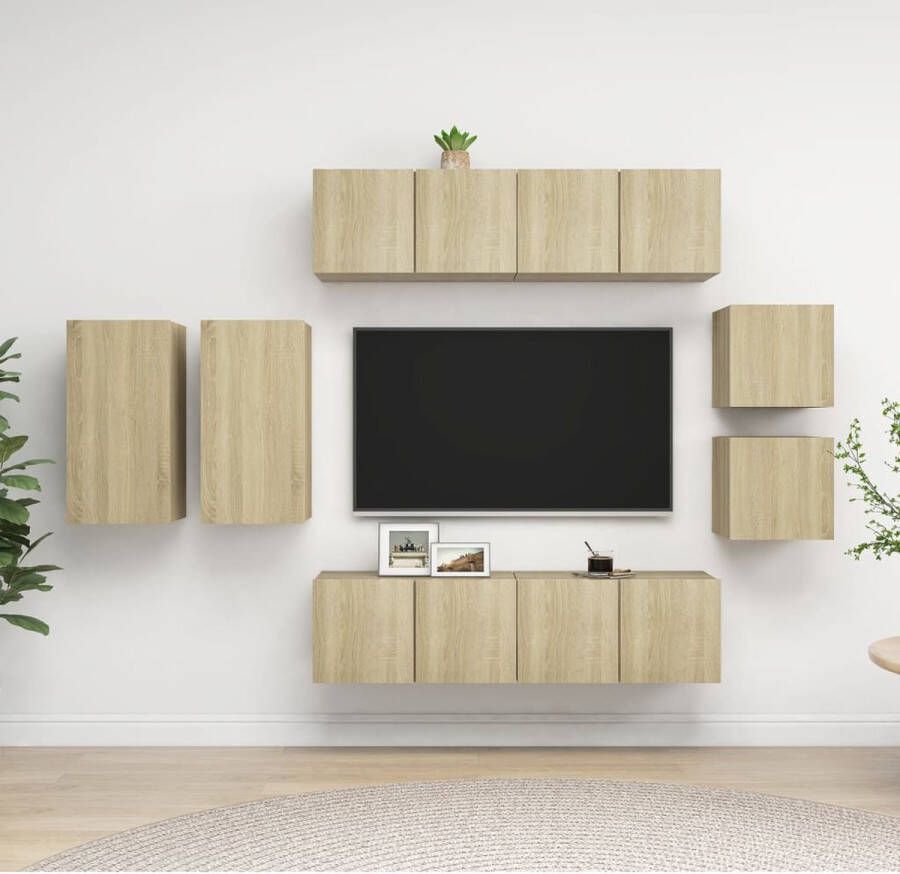 The Living Store Stereokasten TV Meubelset Sonoma Eiken 2x 30.5x30x30cm 2x 30.5x30x60cm 4x 60x30x30cm - Foto 2