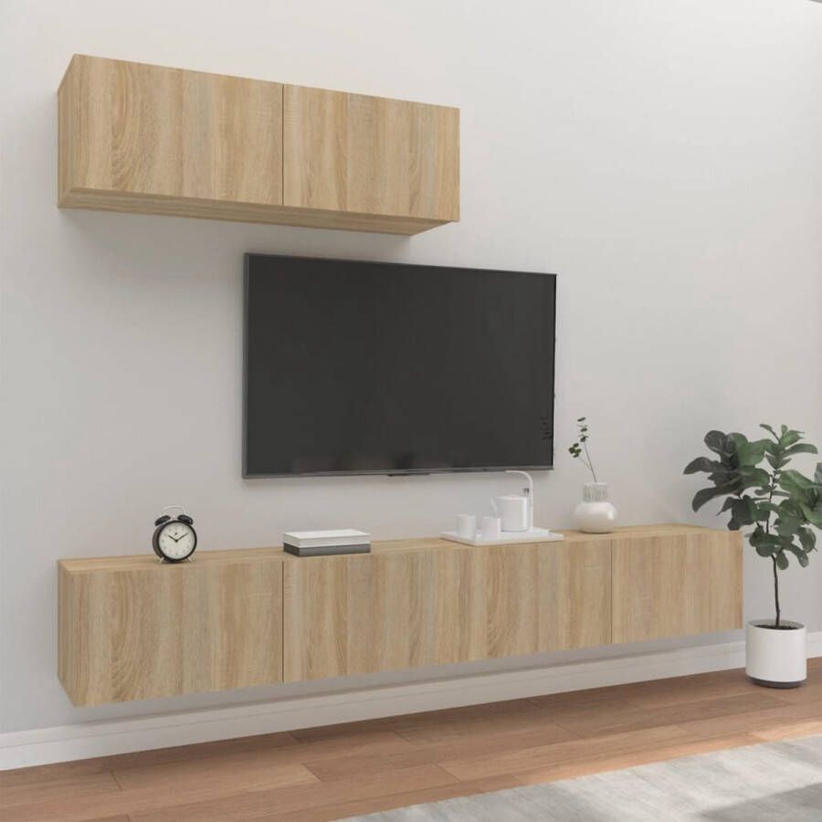 The Living Store TV-meubelset Sonoma eiken 100 x 30 x 30 cm 3x - Foto 2