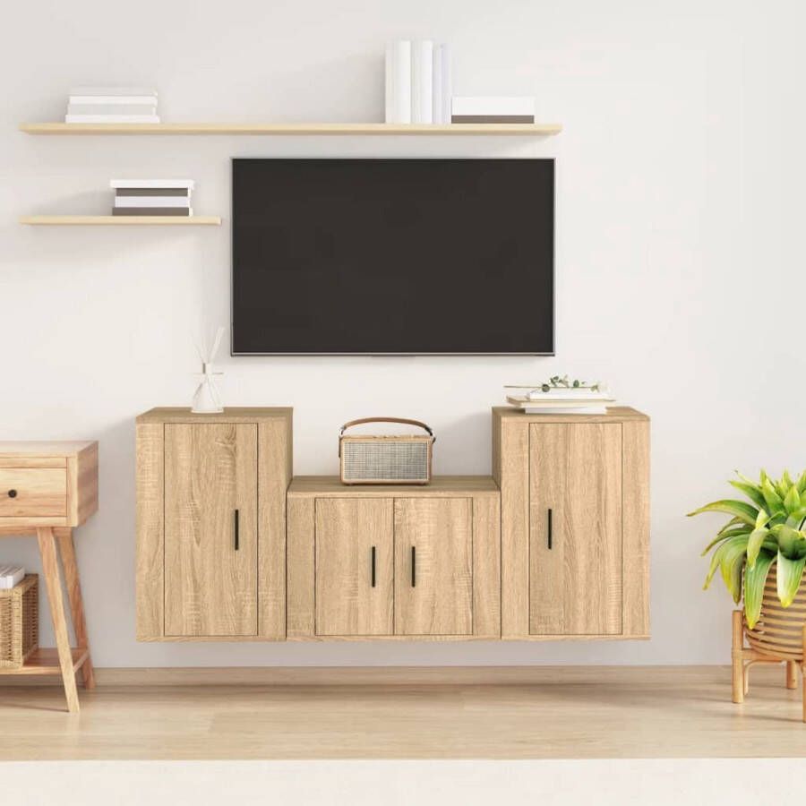 The Living Store TV-meubelset Sonoma Eiken 1x 57x34.5x40cm 2x 40x34.5x60cm - Foto 2