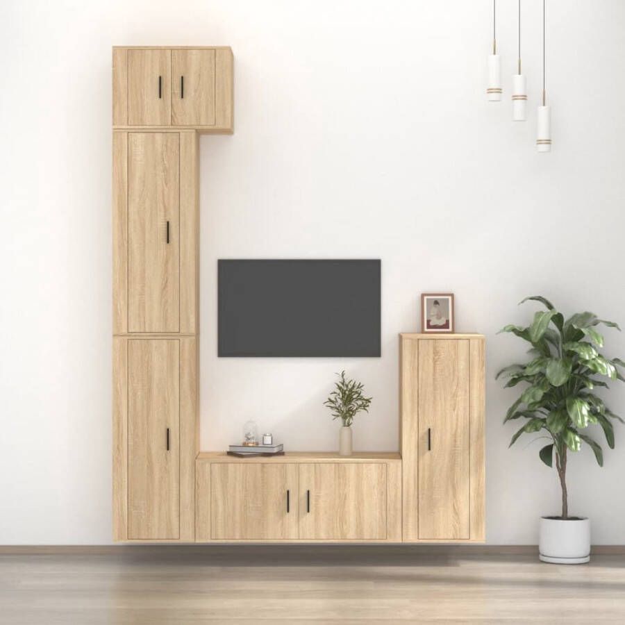 The Living Store TV-meubelset Sonoma Eiken 1x57x34.5x40cm 3x40x34.5x100cm 1x100x34.5x40cm - Foto 2