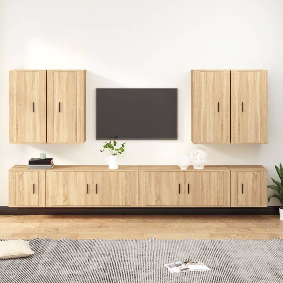The Living Store TV-meubelset Sonoma eiken 2x 100x34.5x40cm 2x 40x34.5x40cm 4x 40x34.5x80cm - Foto 2