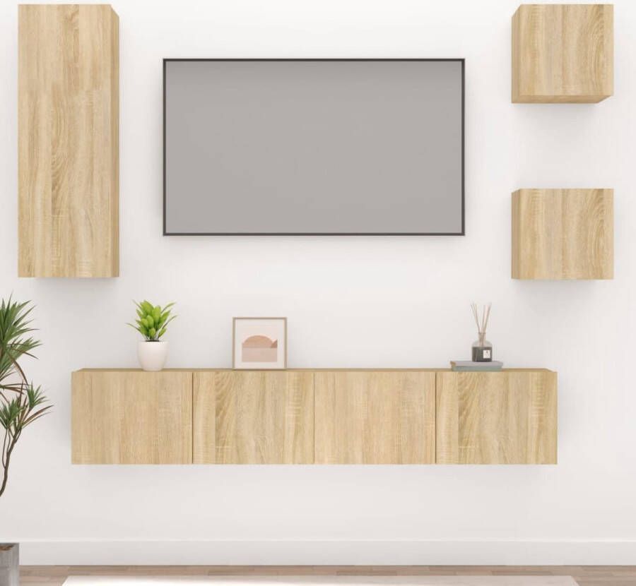 The Living Store TV-meubelset Sonoma Eiken 2x 30.5x30x30 cm 1x 30.5x30x90 cm 2x 80x30x30 cm - Foto 2