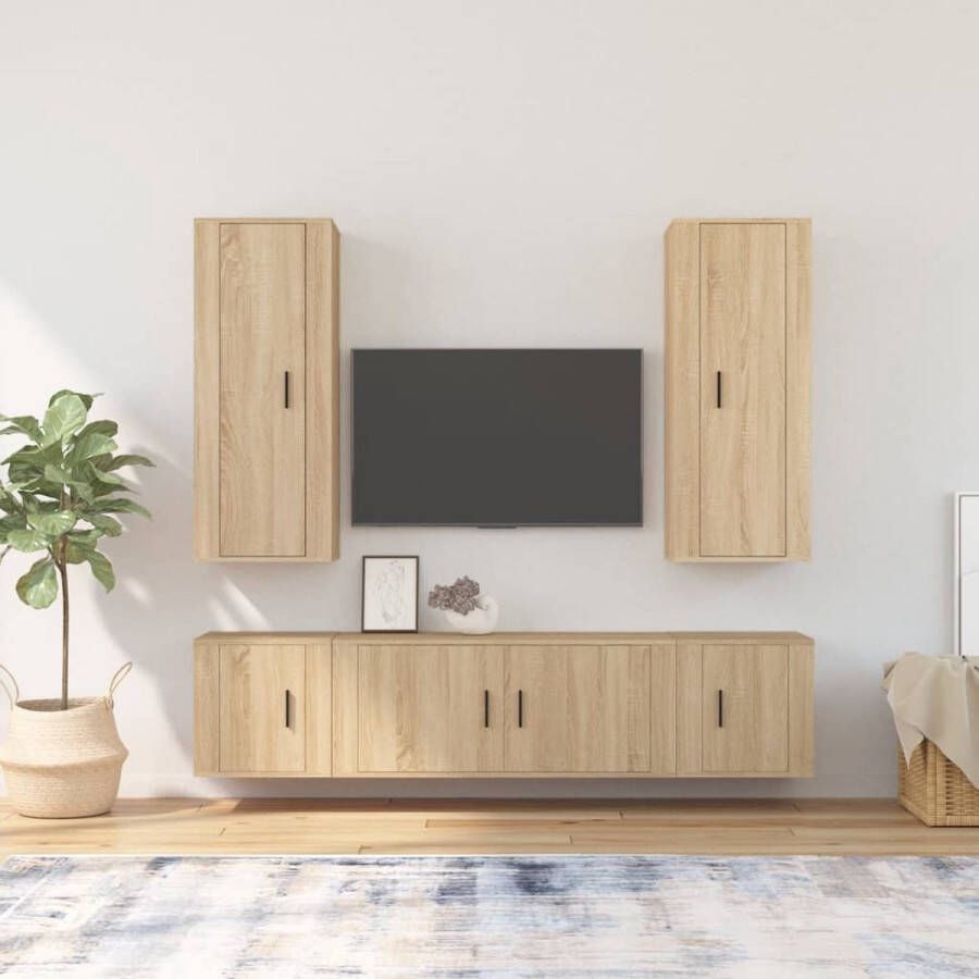 The Living Store TV-meubelset Sonoma Eiken 2x 40x34.5x100cm 1x 100x34.5x40cm 2x 40x34.5x40cm - Foto 2