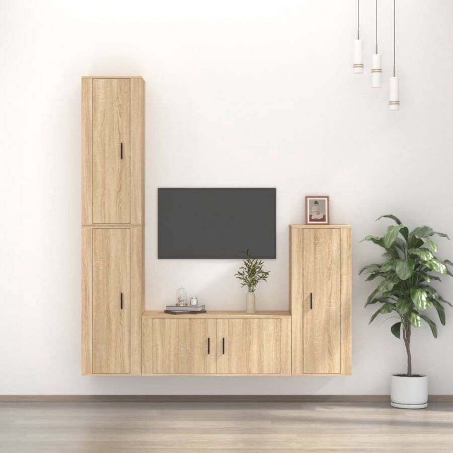 The Living Store TV-meubelset Sonoma eiken 3x 40x34.5x100cm + 1x 100x34.5x40cm - Foto 2